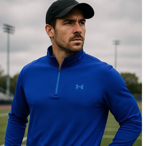 Under Armour Blue 1/4 Zip Pullover Men’s 2XL Loose Fit - Picture 13 of 13